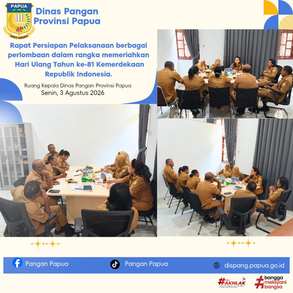 Rapat persiapan pelaksanaan berbagai perlombaan dalam rangka memeriahkan Hari Ulang Tahun ke-81 Kemerdekaan Republik Indonesia.