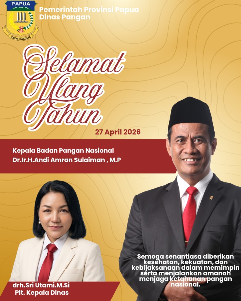 Kepala Dinas Pangan Mengucapkan Selamat UlangTahun Kepada Kepala Badan Pangan Nasional RI