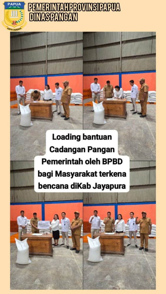 Loading Bantuan Cadangan Pangan Pemerintah Provinsi Papua Oleh BPBD Bagi Masyarakat yang terkena Bencana DI Kabupaten Jayapura Pada Tanggal 27 April 2026