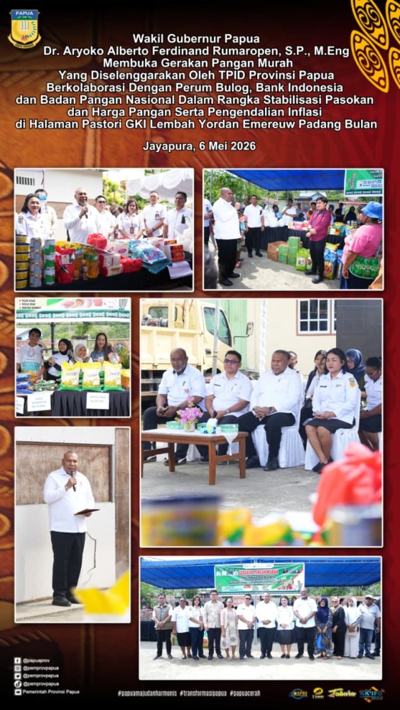 Gerakan Pangan Murah yang diselenggarakan oleh TPID Provinsi Papua Berkolaborasi dengan Perum Bulog, Bank Indonesia & Badan Pangan Nasional Dalam Rangka Stabilisasi Pasokan dan Harga Pangan Serta Pengendalian Inflasi